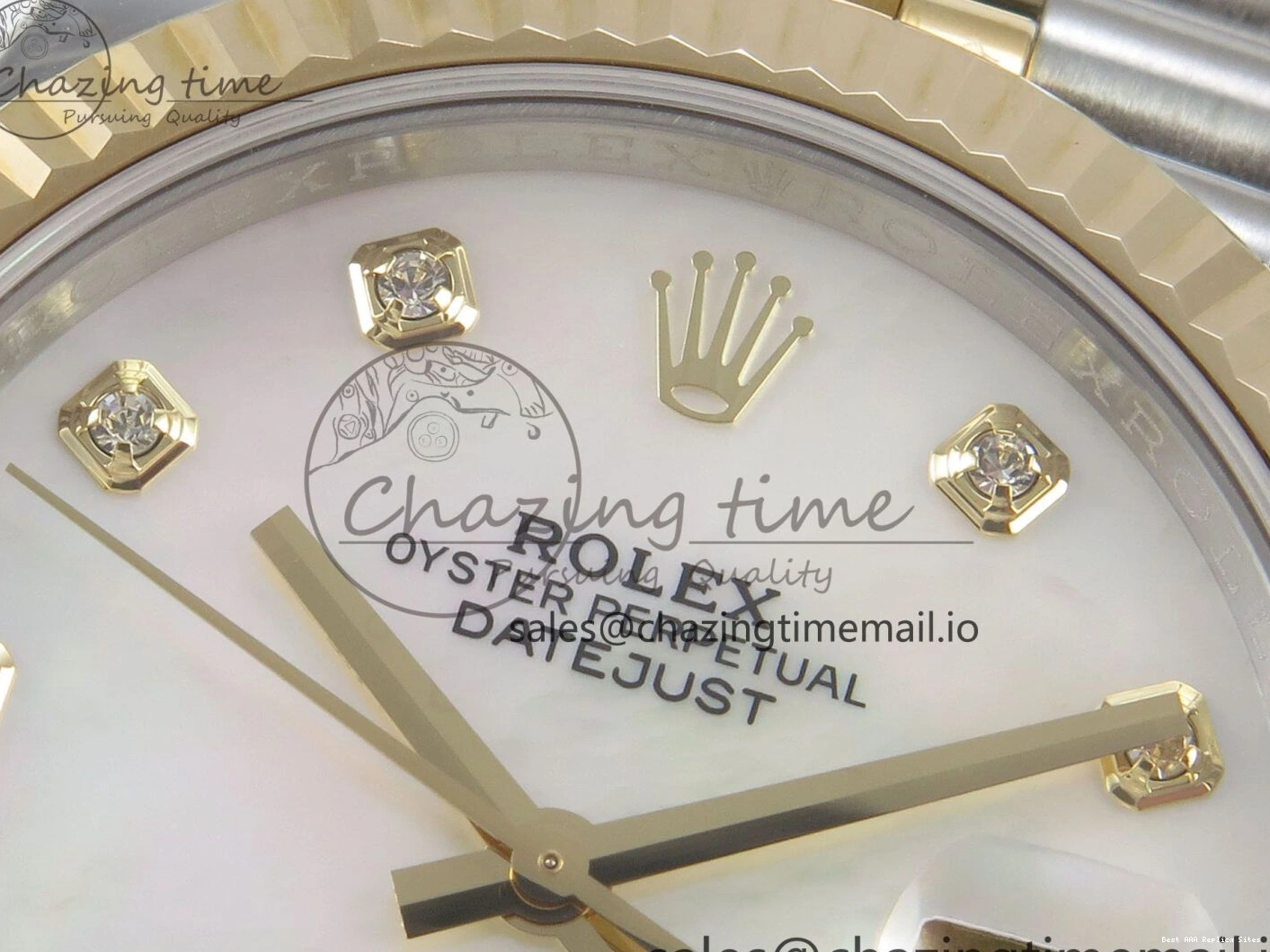 AAA Replica Watches on SS YG Dial DateJust SA Bracelet MOP 1:1 Jubilee Best White Diamond YG 299 Edition 3EF 41mm Chic SS 126333 0106